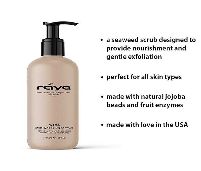 RAYA Enzyme Hydrating Body Scrub 16 oz Orange Vanilla Scent (S-104) | Gentle and Exfoliating Body Scrub | Made with Seaweed, Jojoba Beads, and Fruit Enzymes-Velvo Beauty