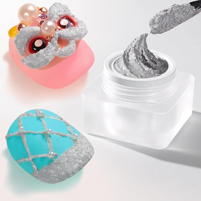 Double Rhythm 3D Nail Gel Solid Sculpting Gel for Nail Art Non-Sticky Hard Gel for Building Carving Molding Nail Extension Soak Off UV/LED Salon Home DIY 0.5 Oz (Gypsum Silver Gray)-Velvo Beauty