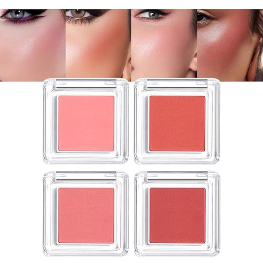 Blush for Cheeks Professional Makeup Palette, Comes with 4 Separate Powder Palette,Blendable and Fade-Resistant for Eyes,Lips & Cheeks Long-Wear Matte Finish,Color-Coral Nude Pink Red Comes with Brush-Velvo Beauty