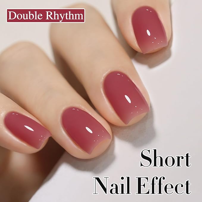 Double Rhythm 0.5Oz Gel Polish Translucent Sheer Neutral Natural Light Milky Same Color Same Bottle 15ML Jelly Gel Polish Art DIY at Home (Brown Purple-A1375)-Velvo Beauty