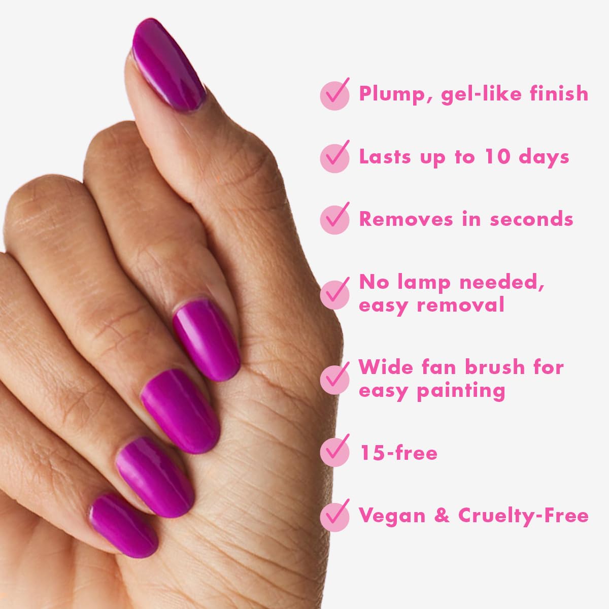 Olive & June Long Lasting Nail Polish | Plump Gel-Like Finish No Lamp Needed | Lasts up to 10 days | Salon-Quality at Home | 15-Free Vegan Cruelty-Free Chip-Resistant Shine | Grape Soda Daring Purple-Velvo Beauty