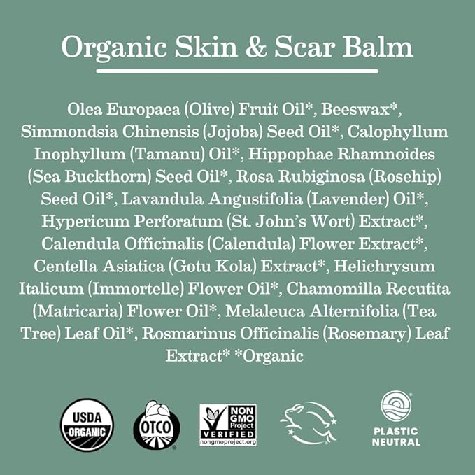 Earth Mama Organic Skin & Scar Balm |C-Section Recovery Skin Care, Pregnancy Stretch Mark Scar Cream with Organic Jojoba Oil, Tamanu Oil & Gotu Kola (2-Pack)-Velvo Beauty