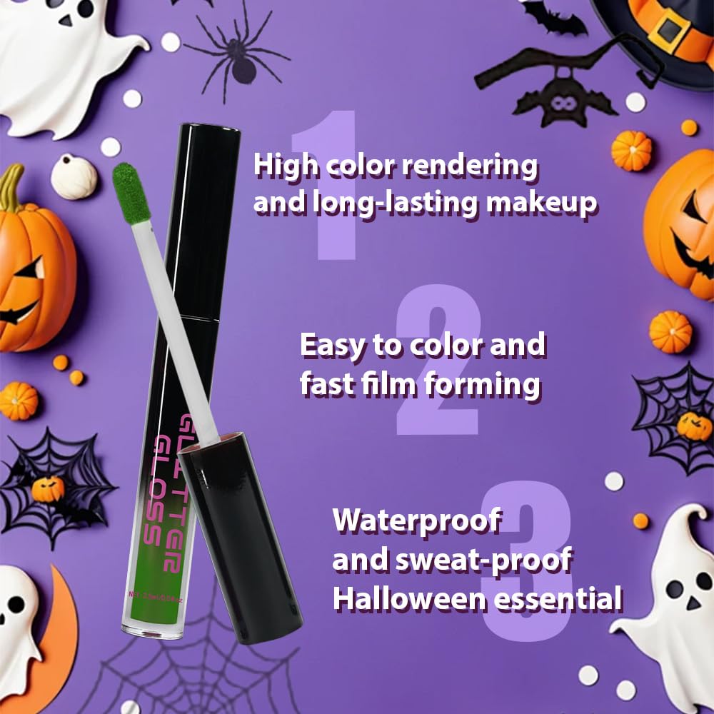 Green Metallic Lipstick for Women,Matte Sparkling Liquid Lipstick,Long Lasting Waterproof Lightweight Comfortable Non-Drying Bold Dark Lip Gloss for Gothic Stage Makeup,Cruelty Free-Velvo Beauty