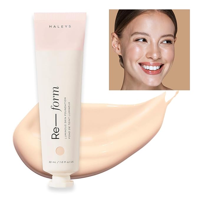 HALEYS Re-form Luminous Skin Foundation, VEGAN + CRUELTY-FREE, Blurs, Conceals, Blendable, Buildable Med-to-Full Coverage, Weightless, Oil-free, All-Day Wear, Hyaluronic Acid, All skin types (2.15)-Velvo Beauty