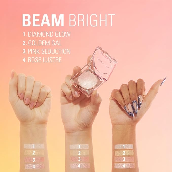 Makeup Revolution Beam Bright Highlighter, All Over Face Glow, Powder To Liquid Formula, 5 Different Shades, Golden Gal-Velvo Beauty