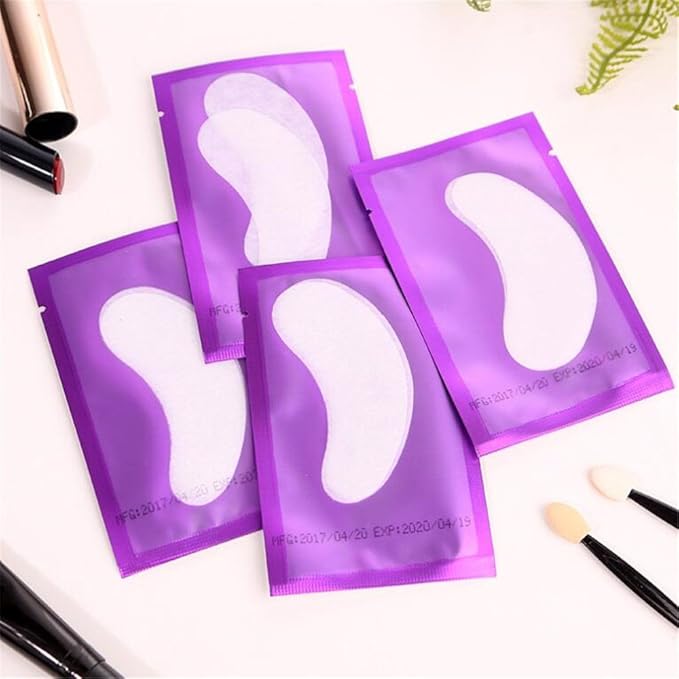 100 Pairs Set，Eye Gel Patches,Under Eye Pads Lint Free Lash Extension Eye Gel Patches for Eyelash Extension (purple)-Velvo Beauty