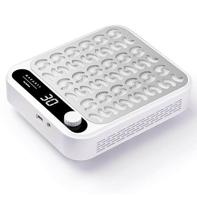 Makartt Nail Dust Collector - Professional Powerful Suction Larina Dust Collector Nail Tech LED Display, Adjustable Speed Reusable Filter, Strainer Panel for Acrylic Nail Polishing Manicure Salon Home-Velvo Beauty