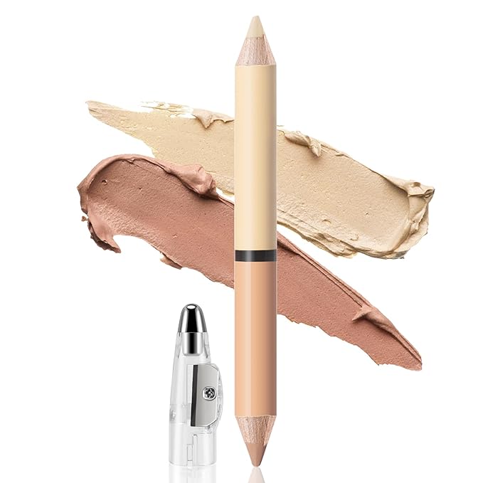 2 in 1 Cream Bronzer and Highlighter Stick,Cream Dual-Ended Highlight Contour Stick,Long Lasting & Waterproof Face Brighten Make up Pen-Velvo Beauty