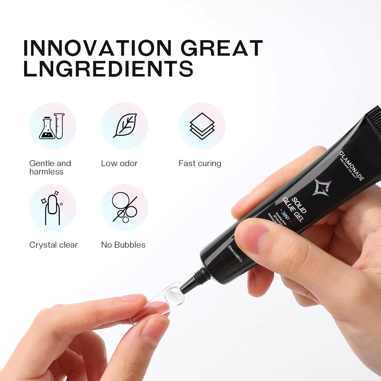 Soft Solid Nail Glue Gel: Clear Nail Gel for Press on Fake Nails Tips 20g for UV Cure Light Acrylic Builder Adhesive Gel Extension Strong Supplies-Velvo Beauty