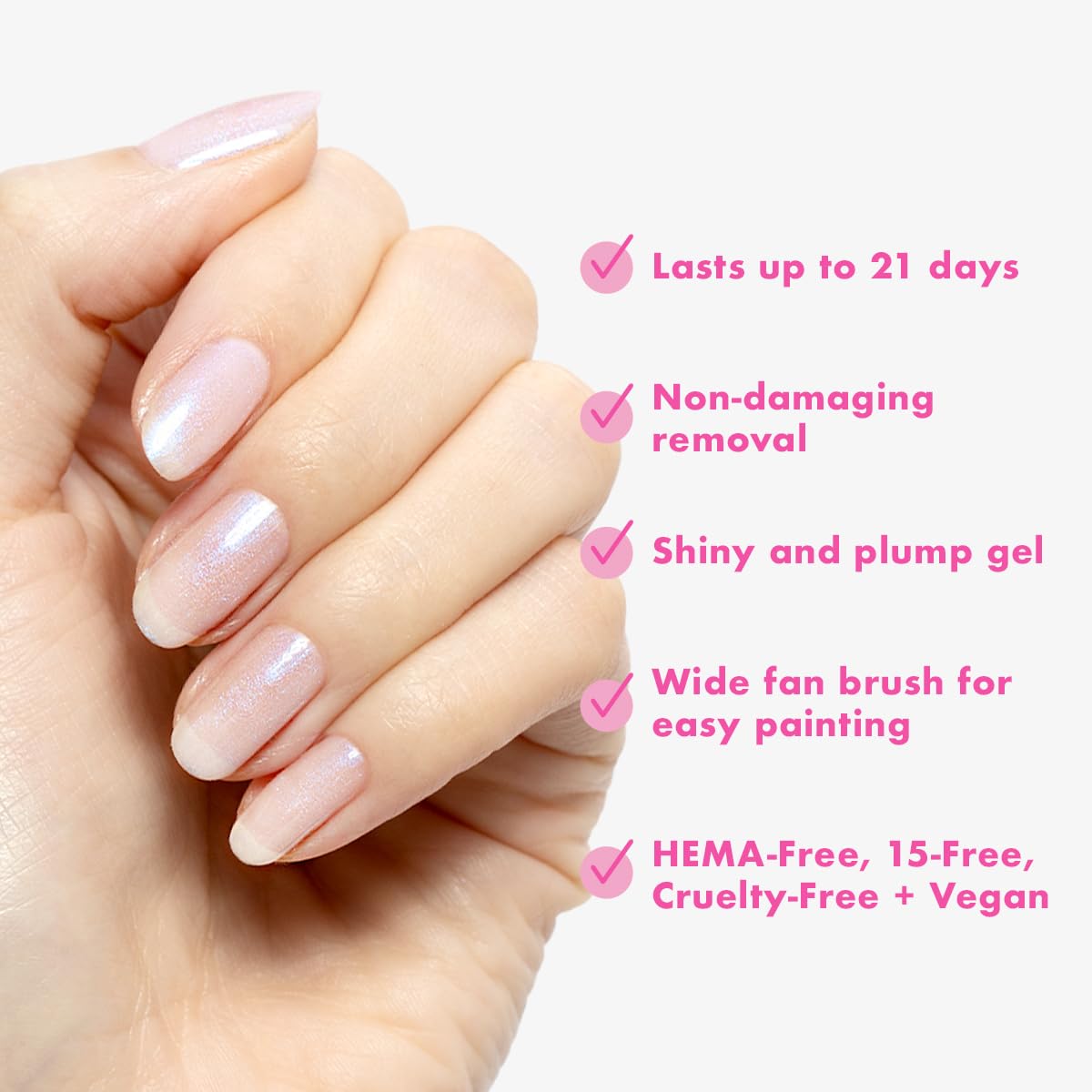 Olive & June Gel Polish | UV LED Nail Lamp Needed | Long Lasting Formula | Up to 21 Days of Wear | Damage-Free Removal |Salon-Quality Manicure at Home | Pink Goldfish | Pink Iridescent-Velvo Beauty