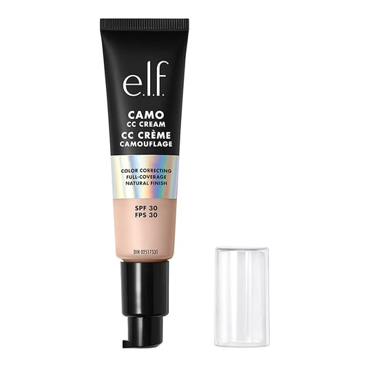 e.l.f. Camo CC Cream, SPF 30 Color-Correcting Medium-To-Full Coverage Face Foundation, Delivers An Airbrushed Finish, Vegan & Cruelty-Free, Fair 125 C-Velvo Beauty