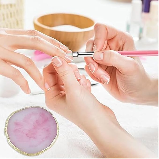 Nail Art Tools 22-piece Set, Resin Nail Art Palette, 2-way Acrylic Silicone Engraving Pen Dotting Pen Tools Nail Art Kit for Nail Art DIY Home Salon Makeup Display Board, pink-Velvo Beauty