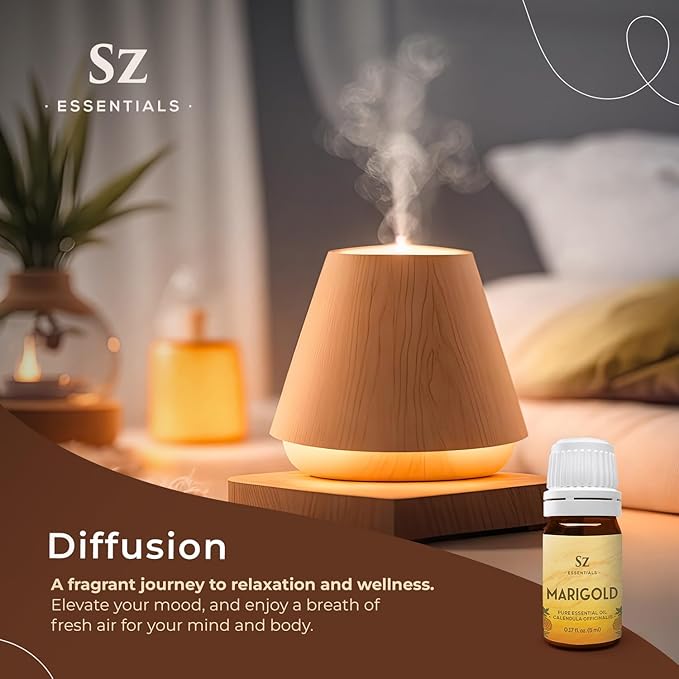 Marigold Essential Oil - aka. Calendula Officinalis - 100% Pure and Undiluted - Unlock The Precious Aroma of Real Marigold - Therapeutic Grade & Versatile Usage - 0.17oz-Velvo Beauty