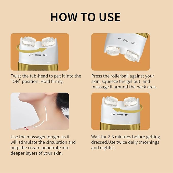 AH-8 Firming Neck Cream with Roller, Tightening & Lifting Cream for Sagging Skin, Contains Hexapeptide, Moisturizing for Face & Body Skin Tightening Cream-Velvo Beauty