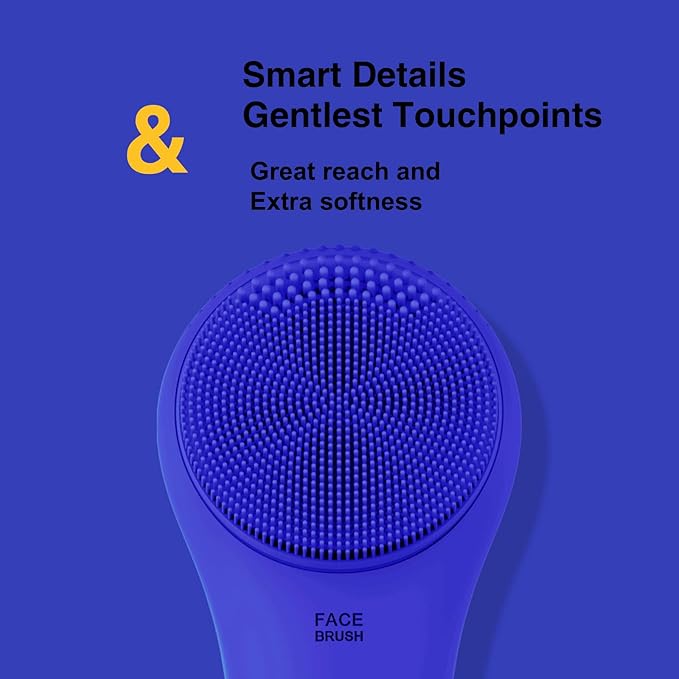 NågraCoola CLIE Facial Cleansing Brush, Waterproof and Rechargeable Face Scrub Brush for Men & Women, Cleansing, Exfoliating and Massaging, Electric Face Scrubber - Blue-Velvo Beauty