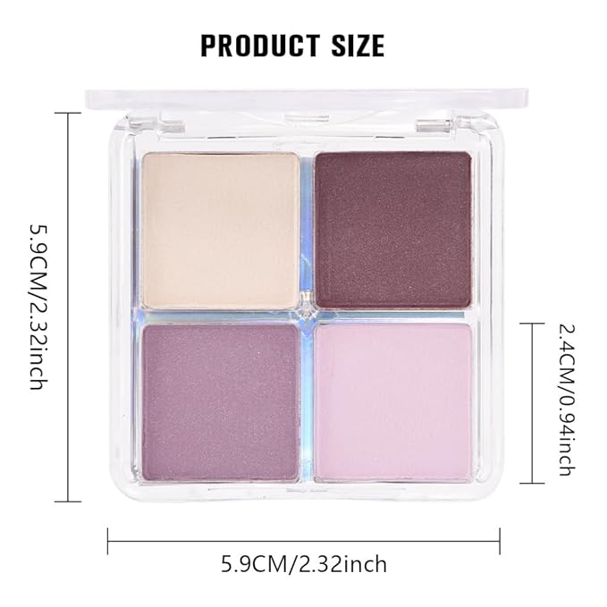 Kaely Powder Eyeshadow Quad, Light Violet Shimmer Eyeshadow Palette Makeup, Neutral Eye Shadow Palette for Older Women Pigmented Waterproof, sombras para ojos, Blendable, Cruelty-free, 02-Velvo Beauty