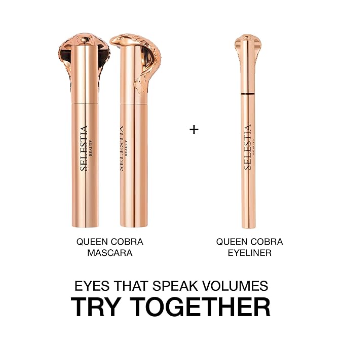 Black Mascara Queen Cobra – Volumizing, Curling, Lengthening – Soft Brush for Smooth Application – Long-Lasting & Weather-Proof – 0.34 fl.oz. - Made in Italy-Velvo Beauty