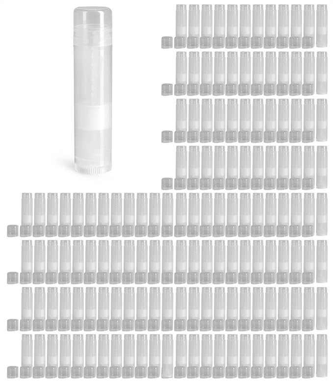 144 Natural Plastic Empty Lip Balm Tubes with Natural Friction Fit Caps by SKS Bottle & Packaging, 0.15 oz tubes - Bulk Lip Balm Containers for DIY Lip Care, Lip Balm Making, and Lip Balm Crafting-Velvo Beauty