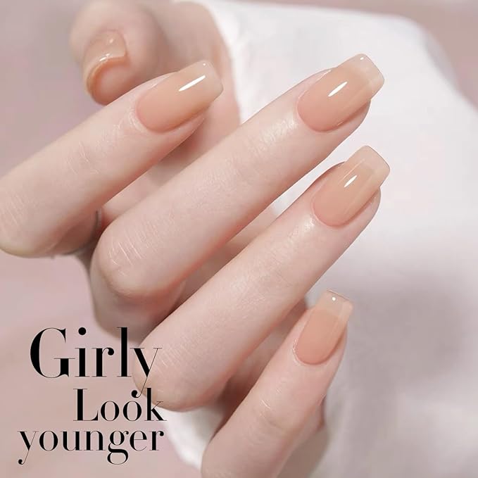 Double Rhythm 0.5Oz Translucent Gel Polish Sheer Neutral Natural Light Milky Same Color Same Bottle 15ML Jelly Gel Polish Art DIY at Home (Milky Nude-A1358)-Velvo Beauty
