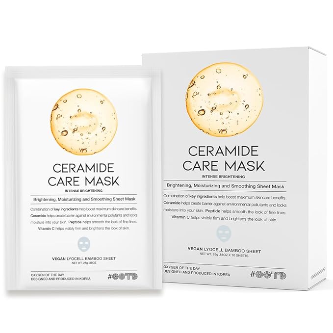 #OOTD Ceramide Brightening Sheet Mask For Face, Moisturizing, Anti Aging Ceramide, Peptide, Vitamin C, EVE Vegan 10EA-Velvo Beauty