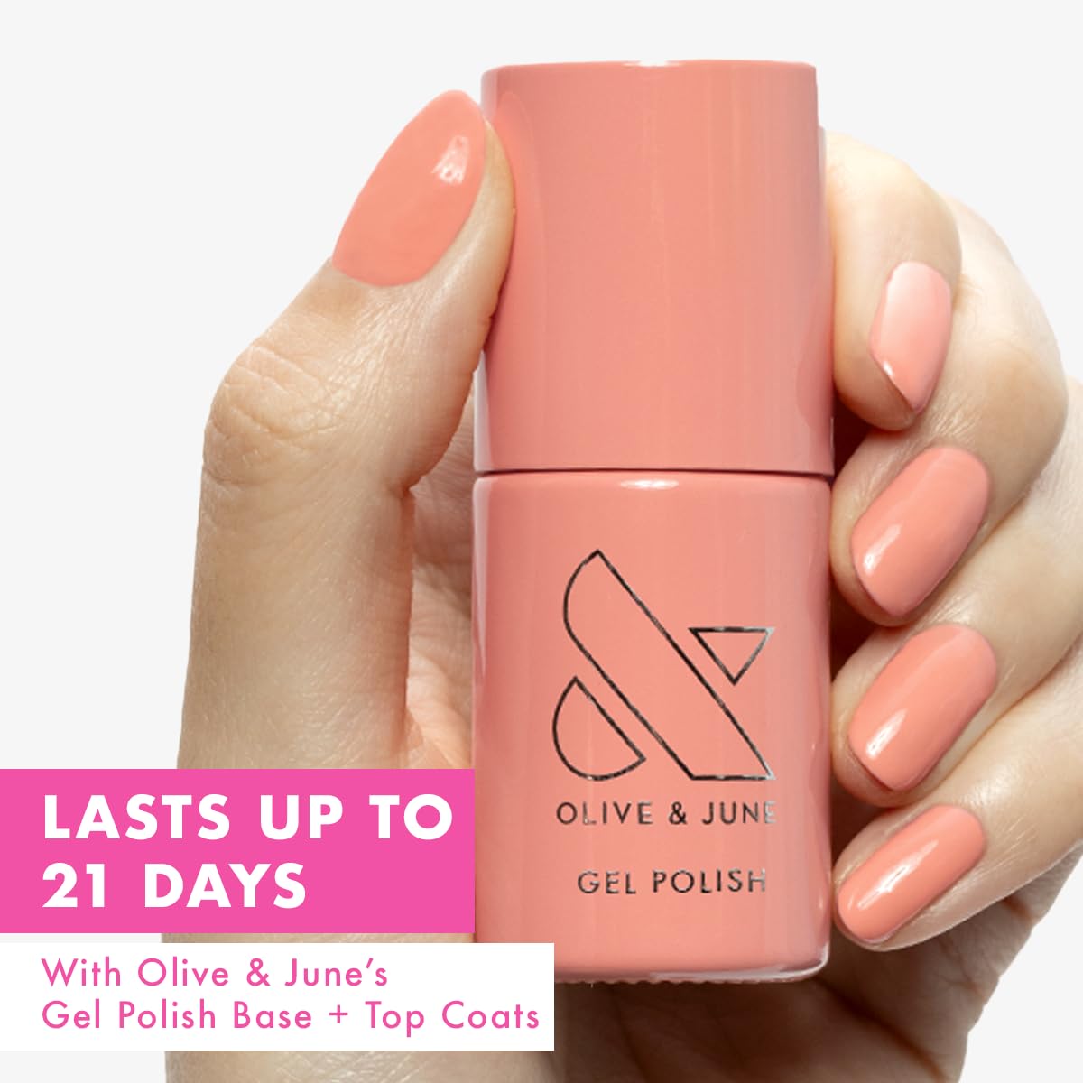 Olive & June Gel Polish | UV LED Nail Lamp Needed | Long Lasting Formula | Up to 21 Days of Wear | Damage-Free Removal | Salon-Quality Manicure, Pedicure at Home | CS | Coral-Velvo Beauty