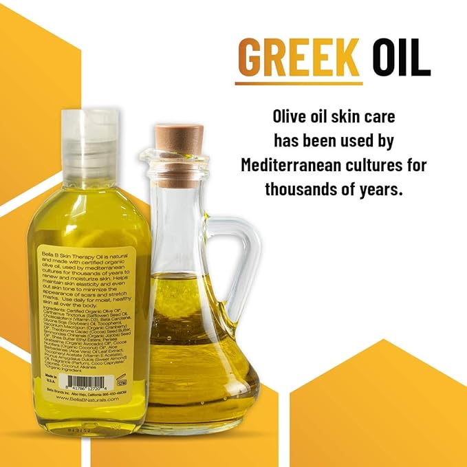 Bella B Organic Olive Oil 4.5 oz - Pregnancy Stretch Mark Prevention Oil - Made with Organic Olive Oil - Maintains Skin Elasticity to Reduce Scars and Stretch Marks - Use Daily for Healthy Skin-Velvo Beauty