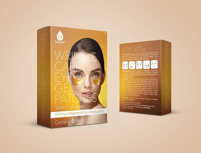 Pursonic | Wrinkle Care Eye Gel Patches with Collagen for Puffy Eyes, Dark Circles, & Wrinkles - Hydrates and Rejuvenates Skin for Anti-Aging Effects-Velvo Beauty