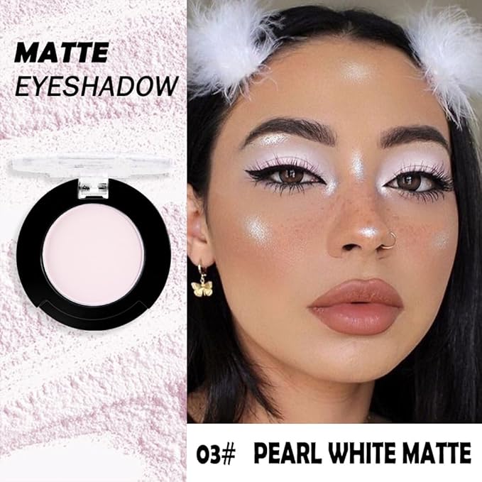 Monochrome Matte Eyeshadow Makeup Palette, Highly Pigmented Pearl White Eyeshadow Palette, Matte Pressed Powder Eye shadow Makeup, Single Vegan Eye Shadow, Daily Evening Women Girls Eyeshadow Gift 3#-Velvo Beauty