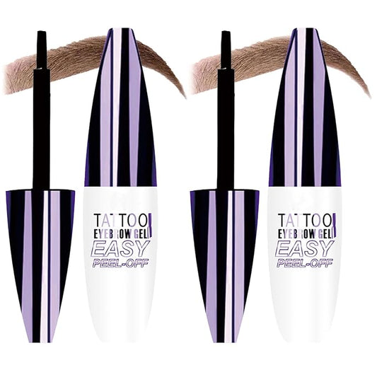 Tattoo Eyebrow Gel Easy Peel Off, Peel Off Eyebrow Tint, Easy Peel off Eyebrow Gel, Peel Off Eyebrow Tint, Waterproof & Sweatproof for All Skin Types (#1 Light Brown + #2 Medium Brown)-Velvo Beauty