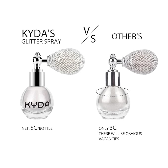 KYDA Highlighter Powder Spray, Glitter High Gloss Spray Shimmer Sparkle Powder Makeup Spray, for Face Body Cosmetic-Pearl White-Velvo Beauty