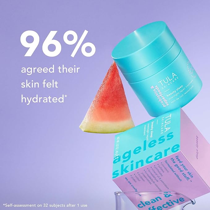 TULA Skin Care Beauty Sleep Overnight Repair Treatment - Anti-Aging, Night Cream, Contains Natural Peptides, AHAs, Retinol, Vitamin C to Reduce the Appearance of Lines and Dull Tone, 1.7 oz.-Velvo Beauty