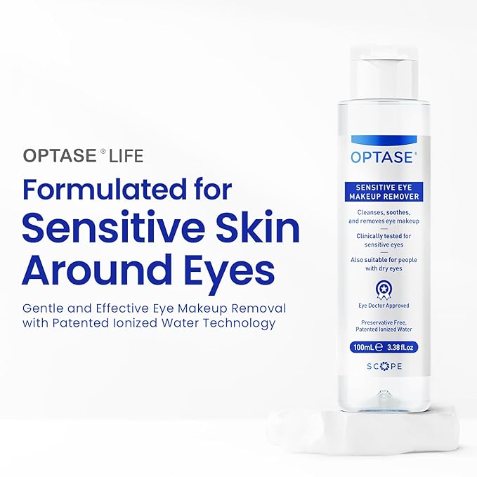 Optase Life Sensitive Eye Makeup Remover – Gentle & Effective for All Skin Types - Breakthrough Innovation vs Traditional Micellar Water - 100ml-Velvo Beauty