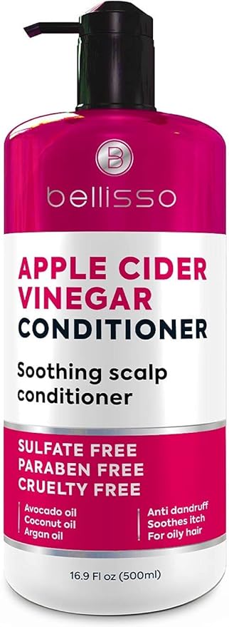 Apple Cider Vinegar Conditioner - Sulfate Paraben and Silicone Free - For Dry, Damaged and Oily Hair - Anti Dandruff Product for Fine Itchy Scalp Build Up - Cleansing Treatment for Women and Men-Velvo Beauty