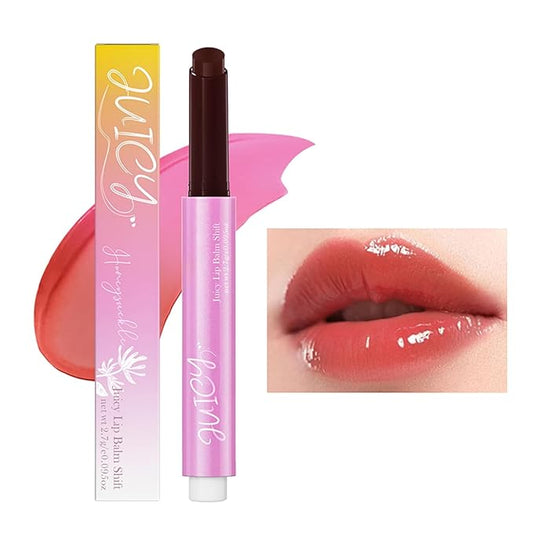 Juicy Lips Plump Shift, Click Plumping Lips Glasting Melting Balm Jelly Lipstick Lasting Lip Tint Moisturizing Lip Balm Color Changing Lip Gloss Shiny Non Sticky Tinted Lip Balm(#3 Honeysuckle)-Velvo Beauty