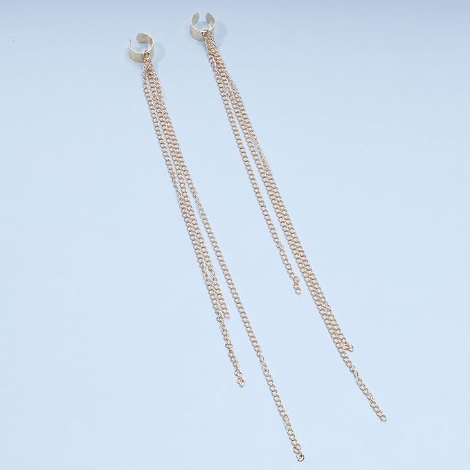 Boho Chain Tassel Earrings Gold Long Drop Dangle Earrings Dangle Chain Earrings Vintage Long Earrings Punk Earrings Jewelry for Women and Girls-Velvo Beauty