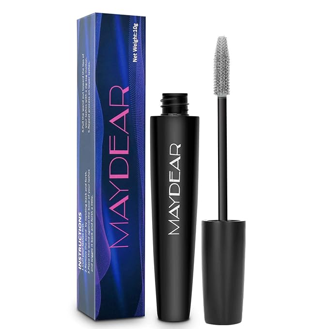 Maydear Silver Colored Mascara – Waterproof, Long Lasting, Smudge-Proof, Fast-Drying Lengthening Mascara for Party & Stage Make-Velvo Beauty