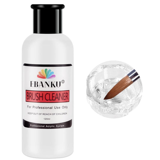 EBANKU 120ml Acrylic Nail Brush Cleaner, 3 in 1 Nail Art Brushes Conditioner Nail Brush Clean Solution Quickly Clean for Solid Gel Polish/Nail Extension Gel-Velvo Beauty