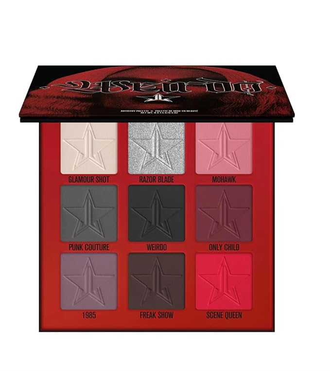 Jeffree Star Cosmetics Weirdo Mini Palette + Mini Controversy & Black Jeffree Star Approved Mascara Bundle of 3, Red-Velvo Beauty