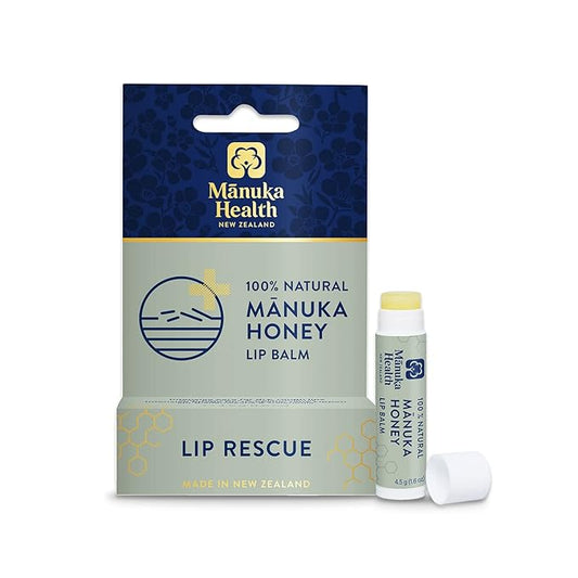 Manuka Health Lip Rescue - 0.16 oz Lip Balm for Dry Cracked Lips - 100% Natural Lip Balm with MGO 250+ Manuka Honey and Beeswax Provides Potent Lip Care-Velvo Beauty