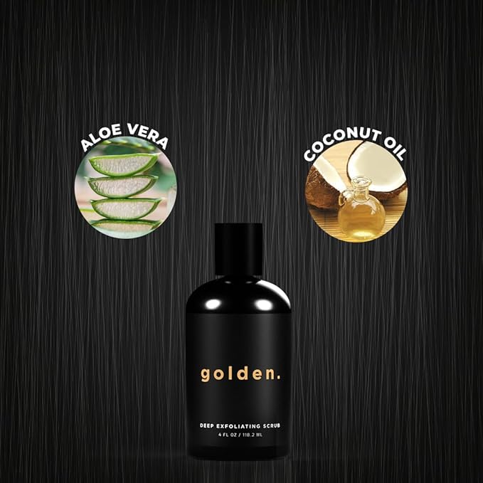Golden Grooming Co. Exfoliating Face Scrub for Men - Deep Cleansing Facial Cleanser w/Coconut Oil & Aloe Vera - Exfoliating Face Wash for Men - Face Scrub for Oily & Dry Skin - For All Skin Types-4oz-Velvo Beauty