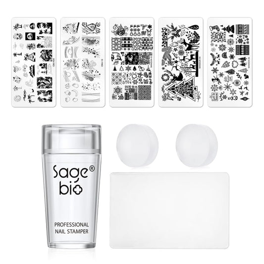 8PCS Nail Art Stamper Clear Silicone Nails Stamping Jelly with Scraper Transparent Visible Body DIY Manicure Nail Art Tool M-Velvo Beauty