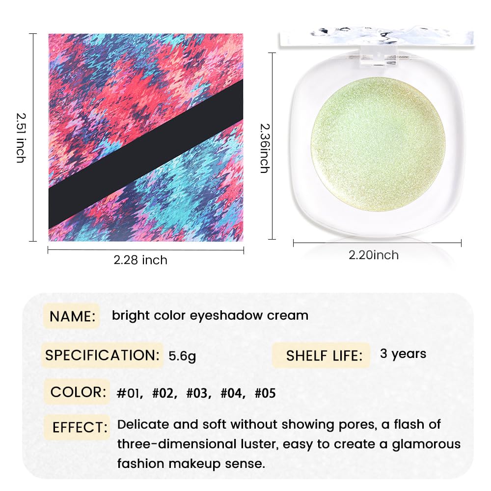Light Green Cream Glitter Shimmer Metallic Eyeshadow Palette Makeup, Natural Single Mini Instant Holographic Eyeshadow For Women Halloween Birthday Party Wear, Sombras Crema Para Ojos-Velvo Beauty