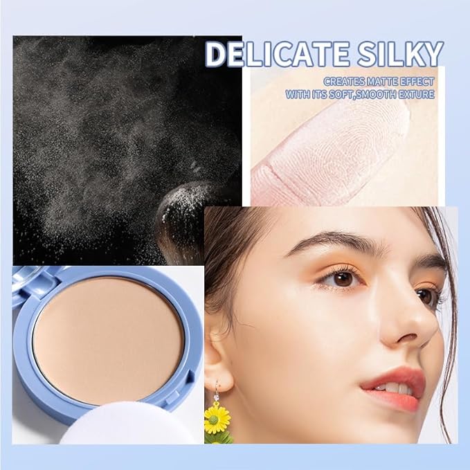 Oil Control Face Pressed Powder, Matte and Smooth Translucent Powder Setting Powder Makeup, Waterproof Long Lasting Finishing Face Powder, Cruelty-free(#02 NATURAL BEIGE)-Velvo Beauty