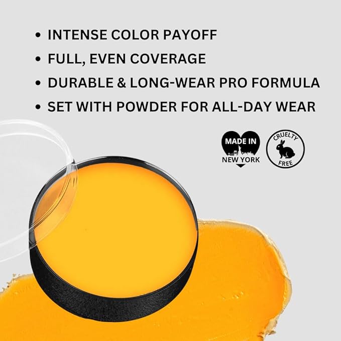 Mehron Makeup Color Cups | Stage, Foundation, Face Paint, Body Paint, Halloween | Face Paint Makeup | Greasepaint .5 oz (14 g) (Yellow)-Velvo Beauty