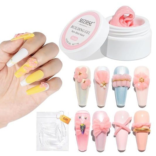 MIZHSE Solid Builder Gel for Nails, Nude Pink Non-Sticky Sculpting Gel, 3D Nail Art Building Carving Modeling Hard Nail Extension Soak Off UV/LED Nail Art Salon Home DIY 15g-Velvo Beauty