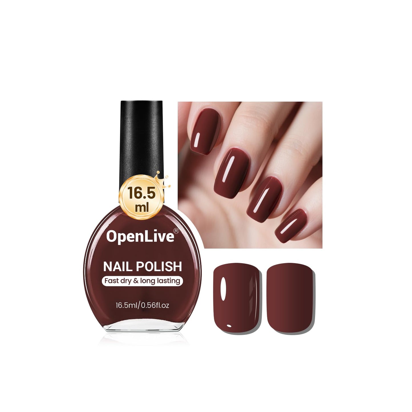 16.5ml Brown Nail Polish Large Volume Quick Drying Nail Polish, Fast Drying and Long Lasting Color Nail Art DIY Home Manicure Gift for Women-Velvo Beauty