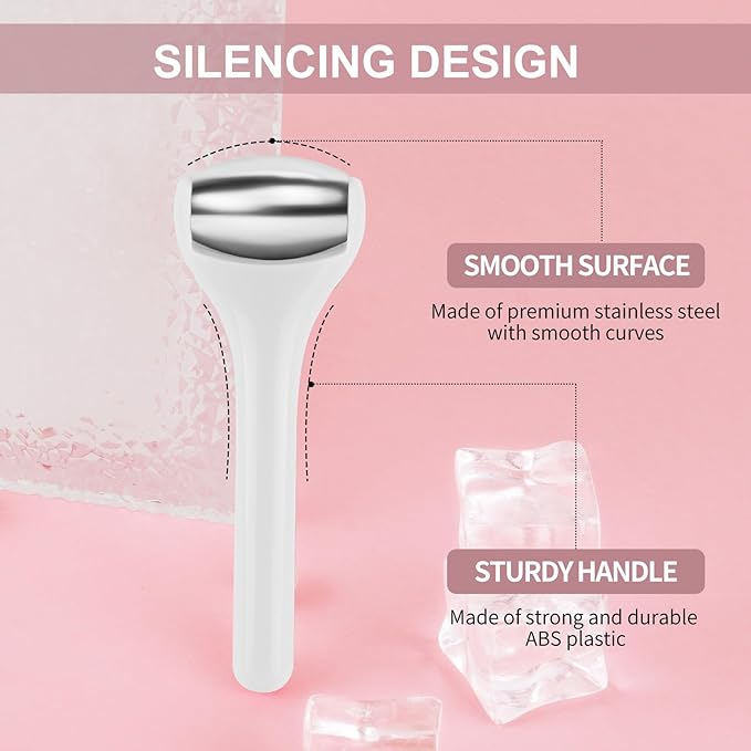 MAANGE Ice Roller For Face & Eye Roller for Puffiness,Stainless Steel Facial Roller Ice Face Roller Mini Roller Set (white 2 pcs)-Velvo Beauty
