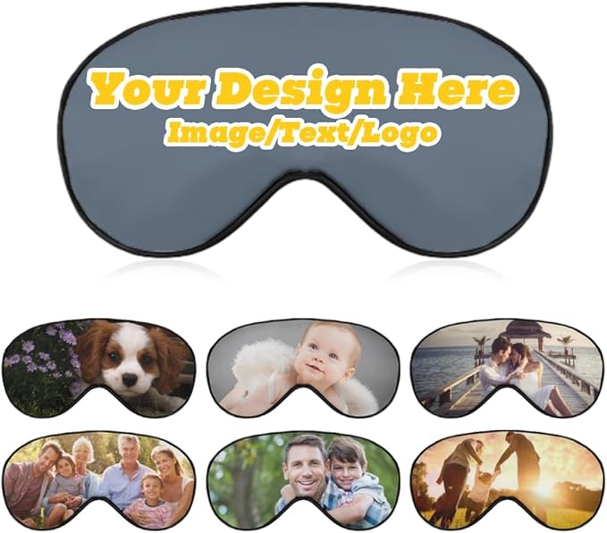 Custom Eye Mask Design Your Own Personalized Eye Shade Add Your Image Text Logo Light and Easy to Carry Effective Shadin Adjustable, SlateGray, 8.1"x4.1"-Velvo Beauty