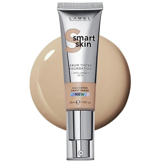 LAMEL Smartskin Serum Tinted Foundation - Hydrating & Nourishing - Hypoallergenic & Skin-Caring - Color Correcting - Anti-Aging Formula with Hyaluronic Acid, 404-1,18 fl.oz-Velvo Beauty