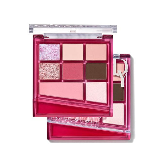 Espoir Real Eye Palette All New #5 Hushed Cherry 0.17 oz | Multi-Use Long-Lasting Blendable 8 Colors Natural Glitter Soft veil matte Makeup Eyeshadow Palette for Various Makeup Looks | Korean Makeup-Velvo Beauty